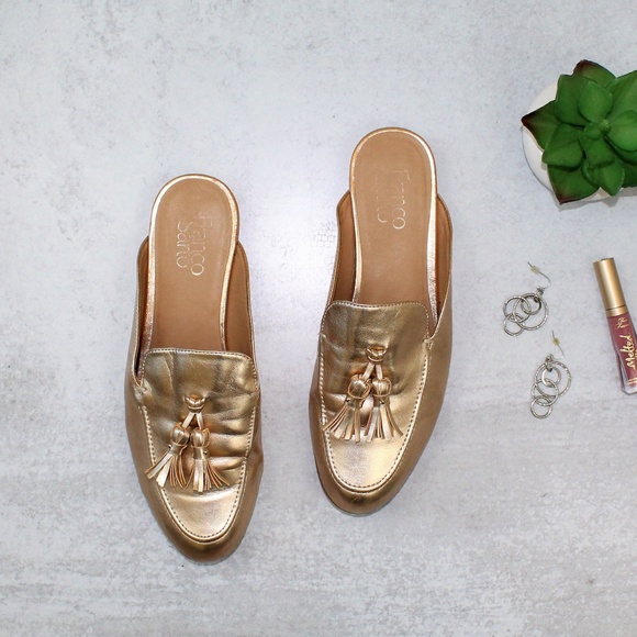 Franco Sarto Shoes - Franco Sarto Prentice Gold Tassel Mules